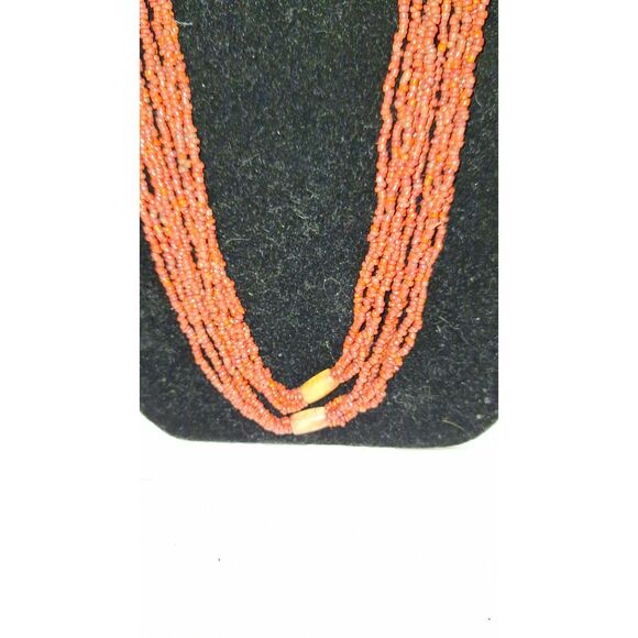 Artsy Multi-Layered Seed Bead Women's Necklace Long Chunky Beachy Grandmacore - Picture 3 of 9